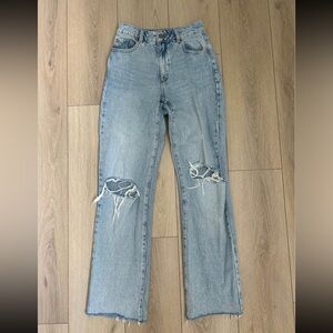 Garage Light Blue Straight-Leg Distressed Jeans